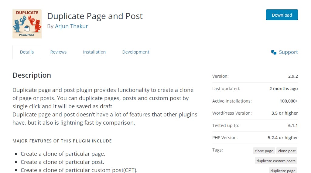 duplicate page and post in wordpress