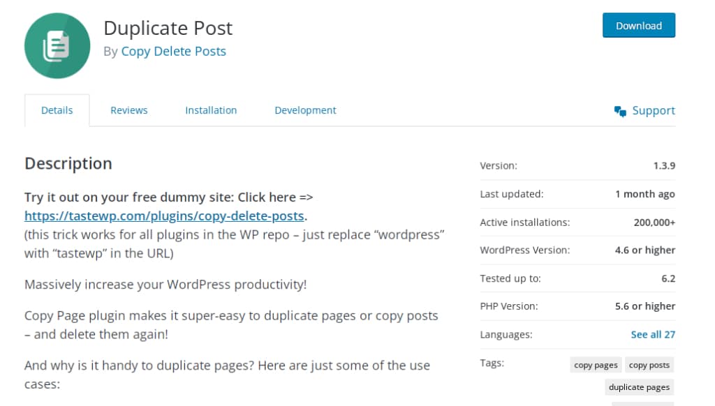 duplicate post for page duplication in wordpress