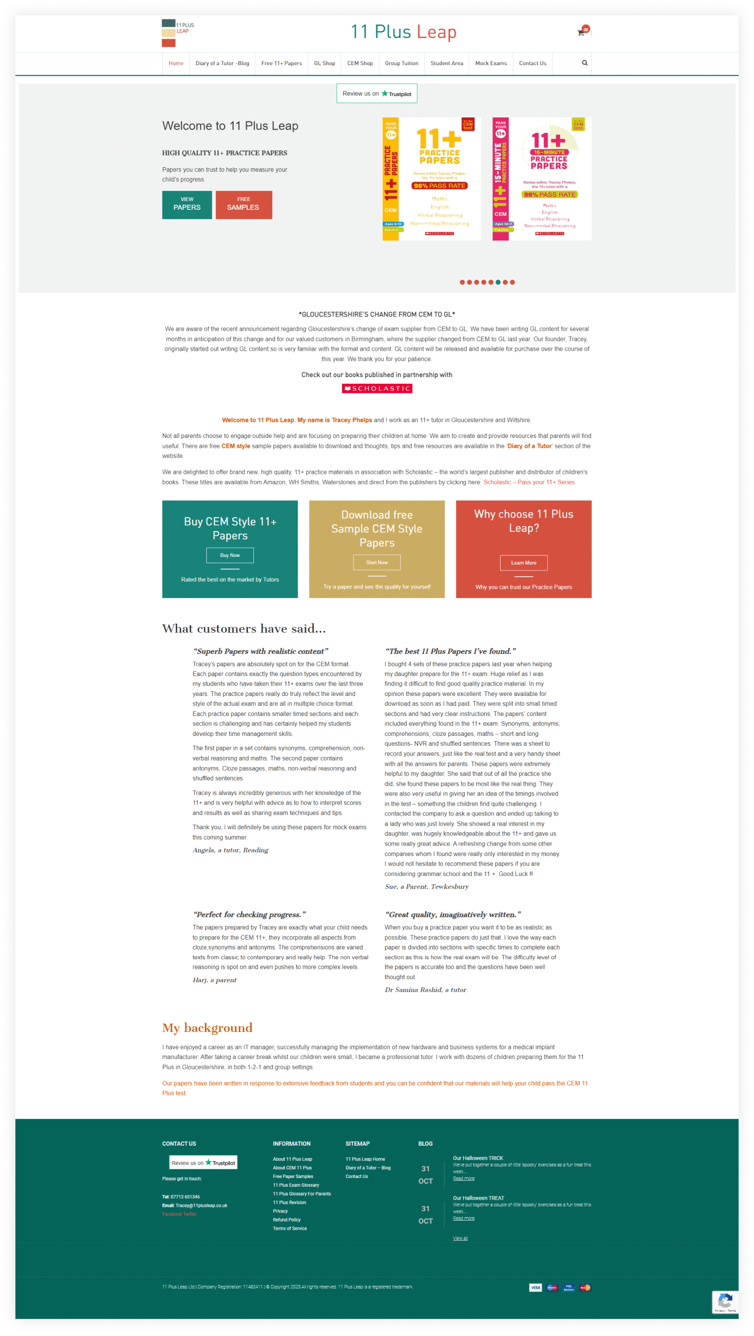 custom wordpress design for eleven plus leap