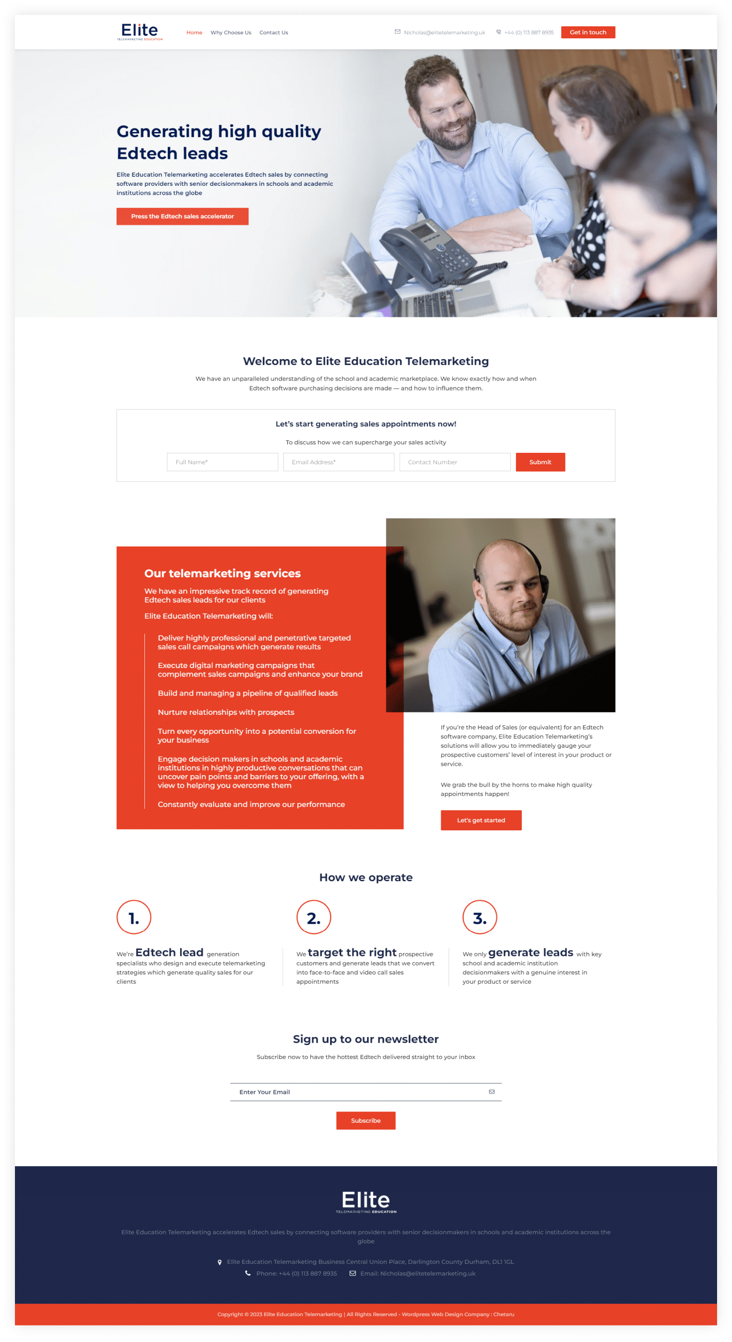 wordpress design for elite telemarketing