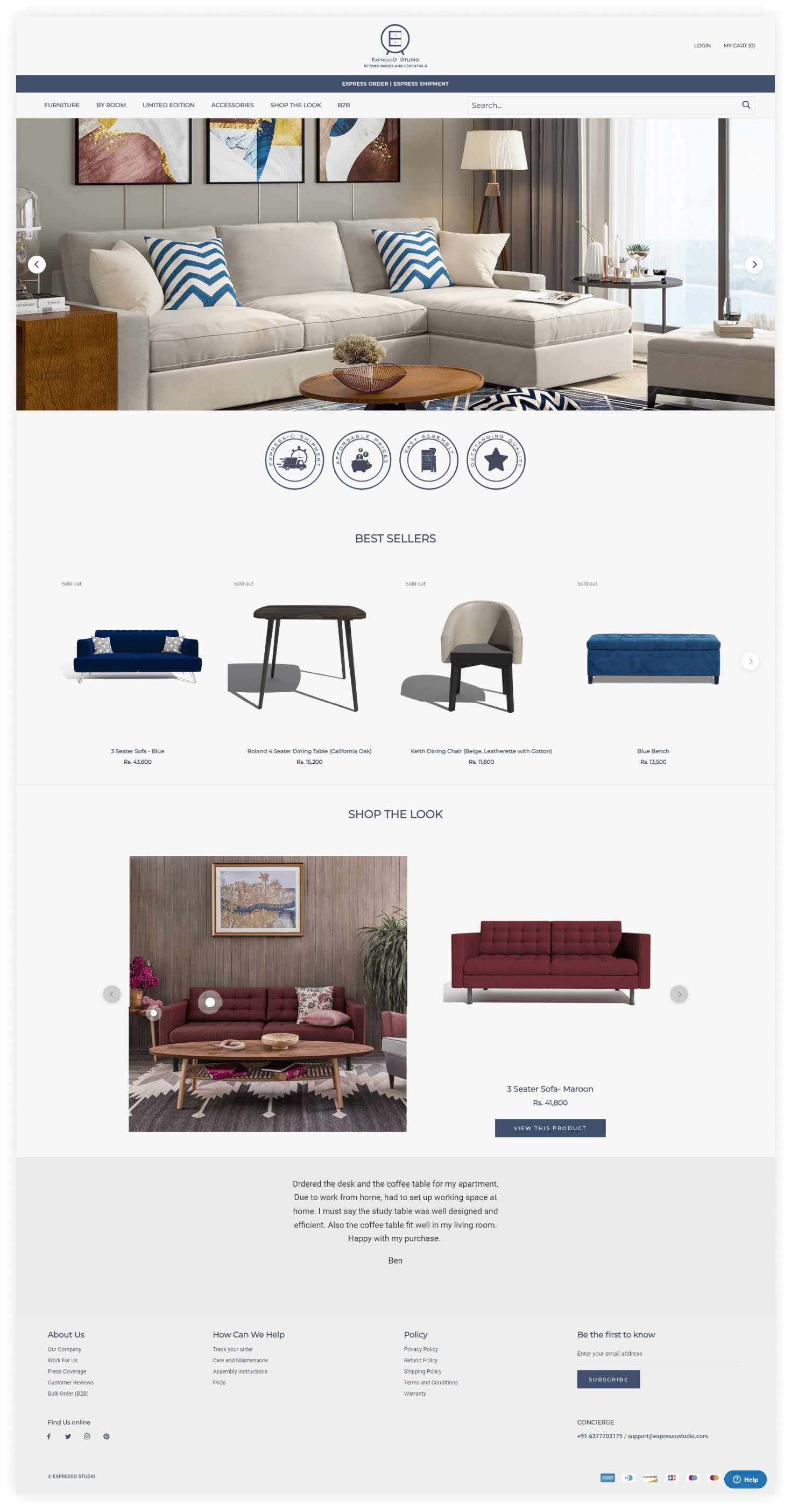 shopify website design for expresso by chetaru