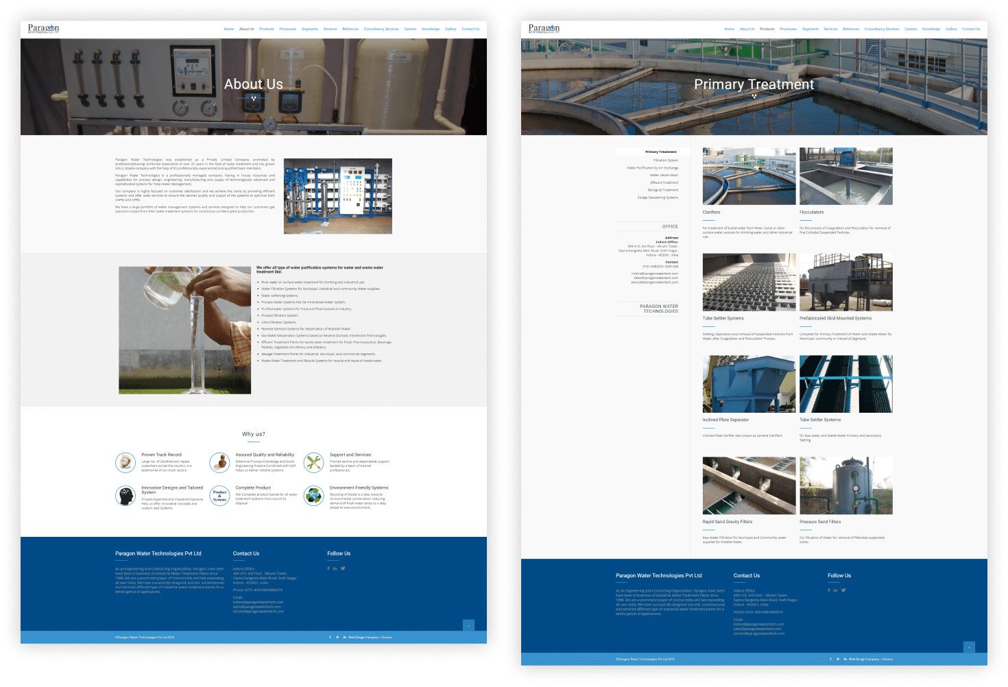paragon water tech website design by chetaru