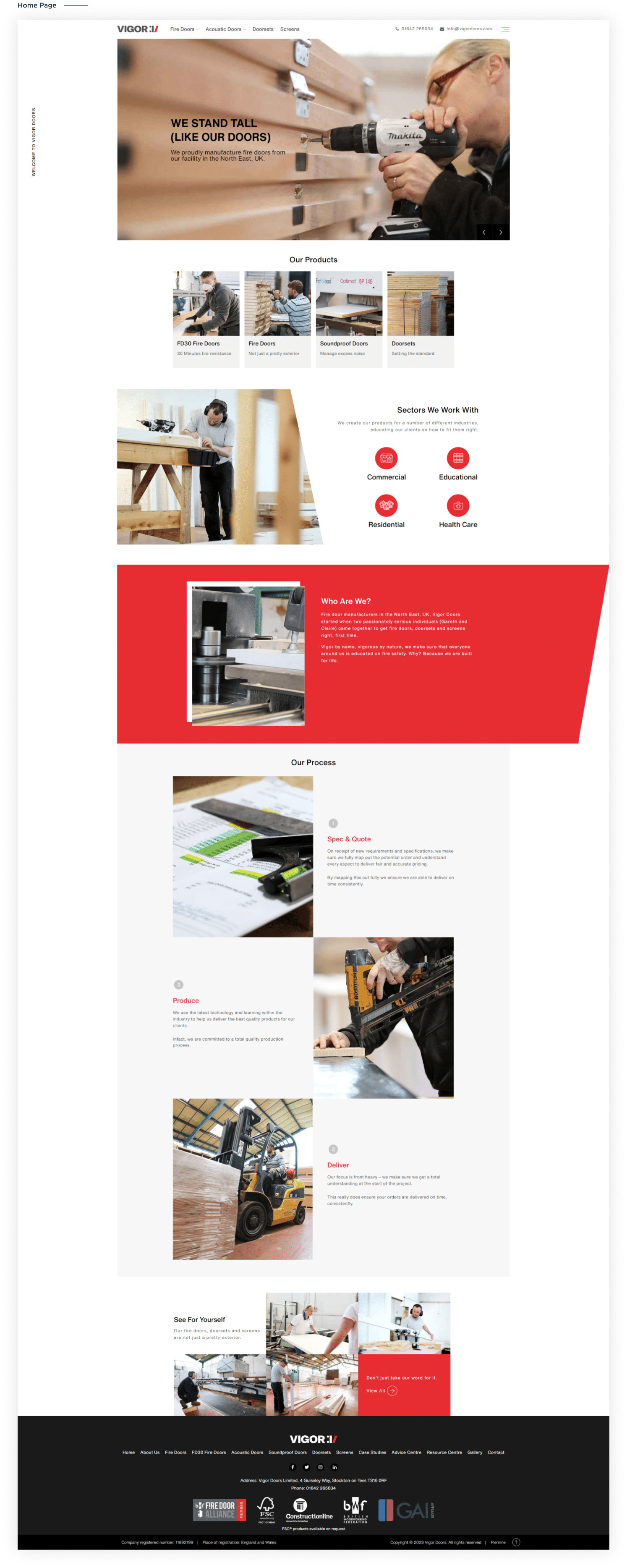 web design and development of vigor doors by chetaru